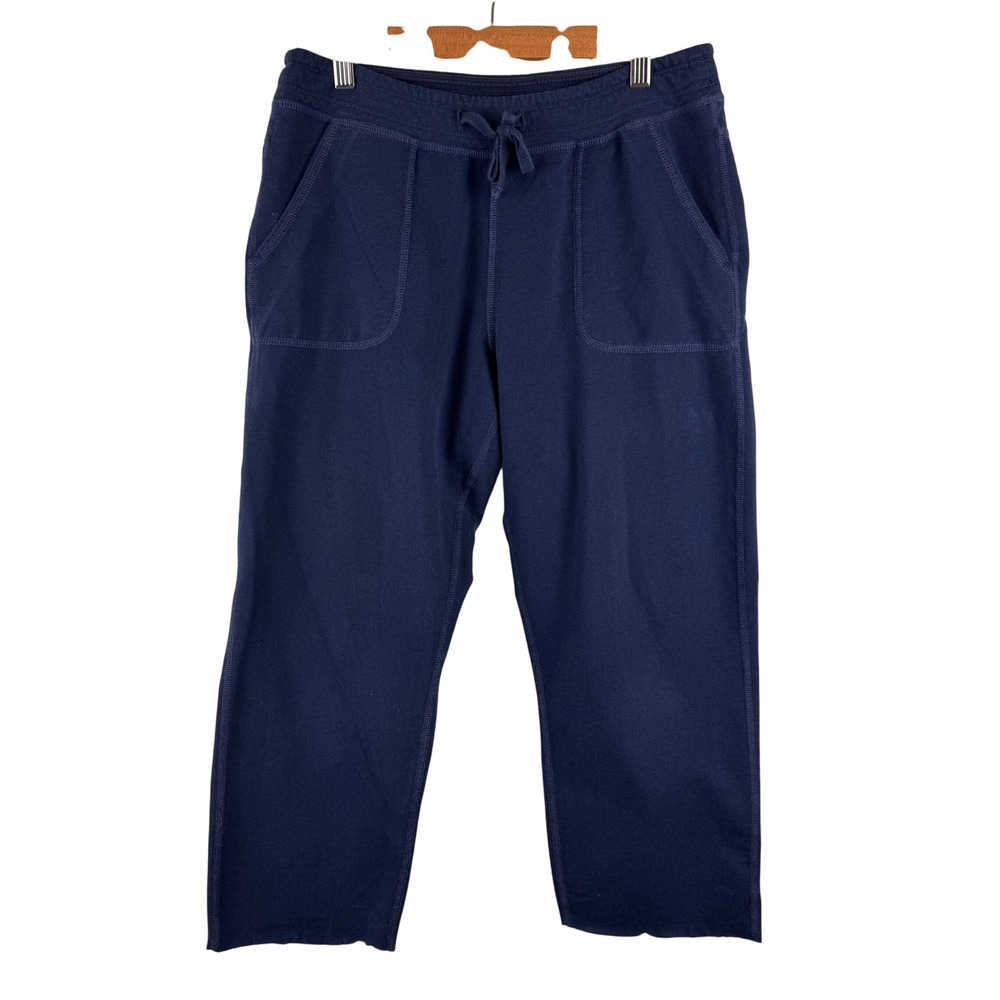Patagonia Crop Pants Womens Small Navy Blue Organic Cotton Raw Hem Cut Relax